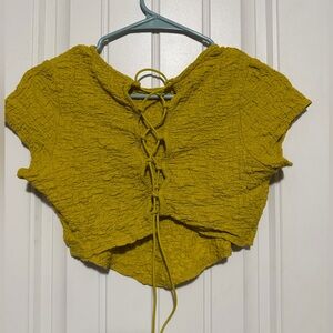 Green Lace-Up Women Top